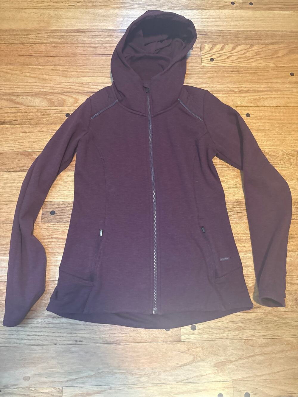 ATHLETA CYA Stronger Full Zip Hoodie Womens Sz S Maroon Soft Athletic Jacket